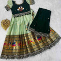 Kids Paithani lehenga – green – Arhas Couture