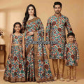 Fancy Kalamkari family outfit – boys, girls, men and Mom – Arhas Couture