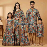 Fancy Kalamkari family outfit – boys, girls, men and Mom – Arhas Couture