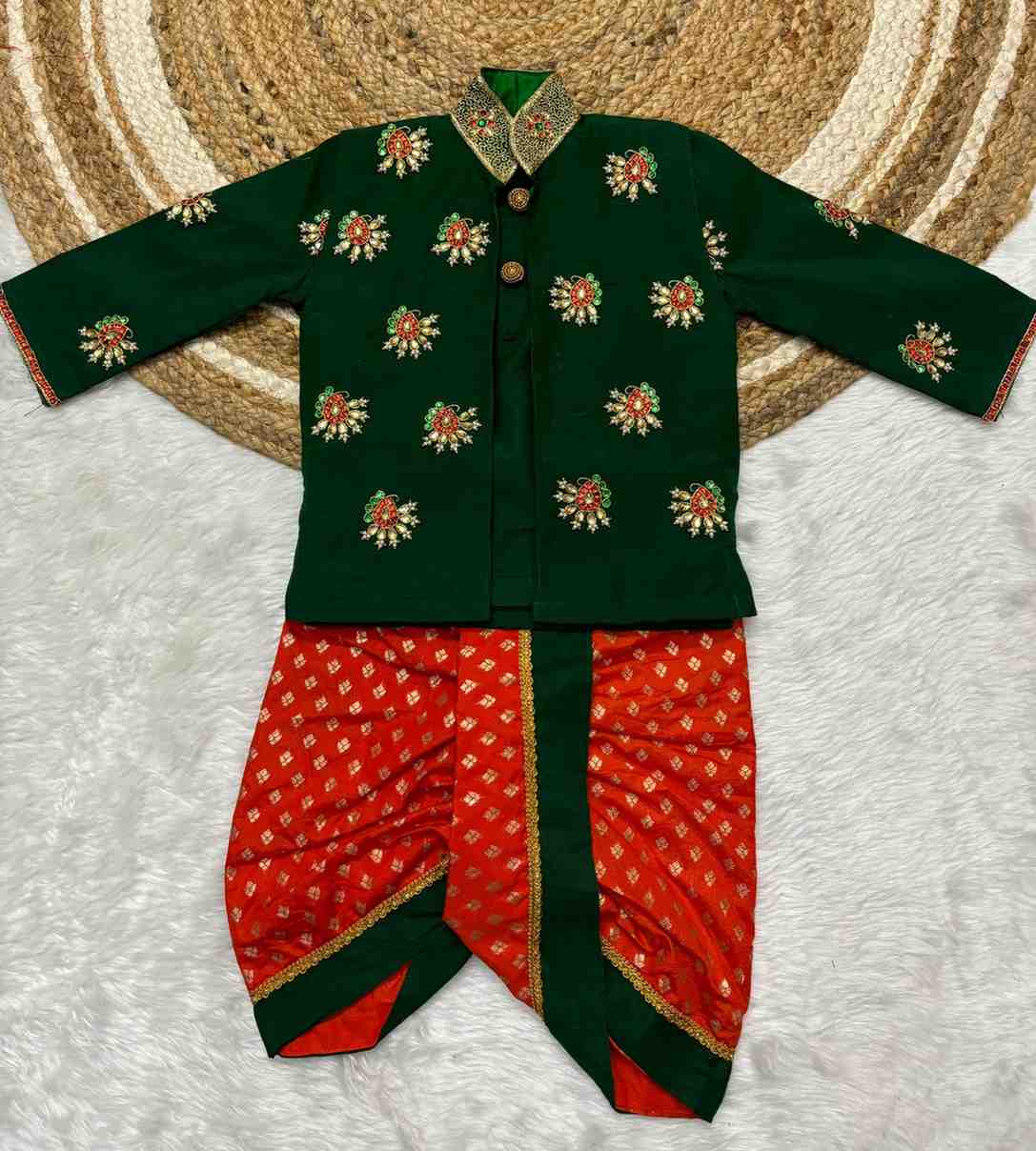 Kids raw silk kurta set – colour 1 – Arhas Couture