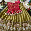 Kids Moss satin lehengas by Arhas Couture
