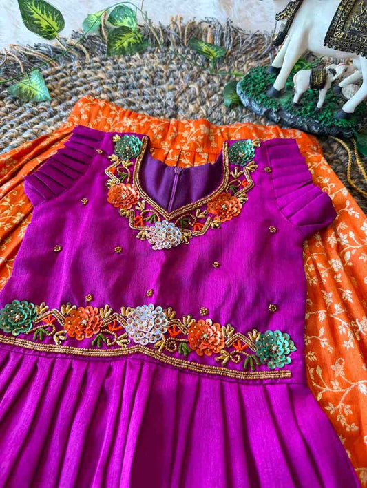 Kid's Viscose Tissue Silk Lehengas