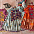 Kids tissue 3D print lehenga – Pink, Orange, Blue – 1 to 15 years – Arhas Couture