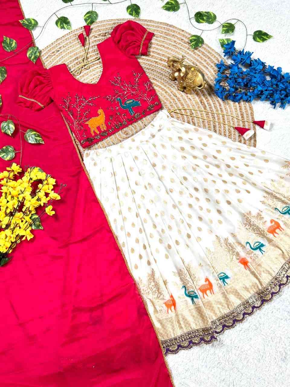 Kid's Chinnon Silk Lehengas