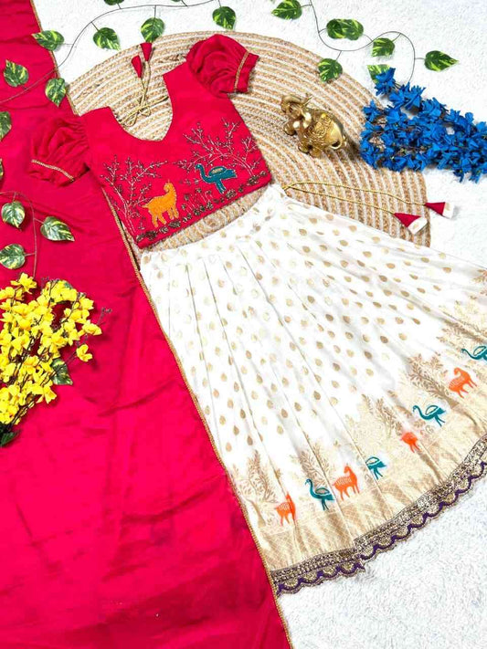 Kid's Chinnon Silk Lehengas