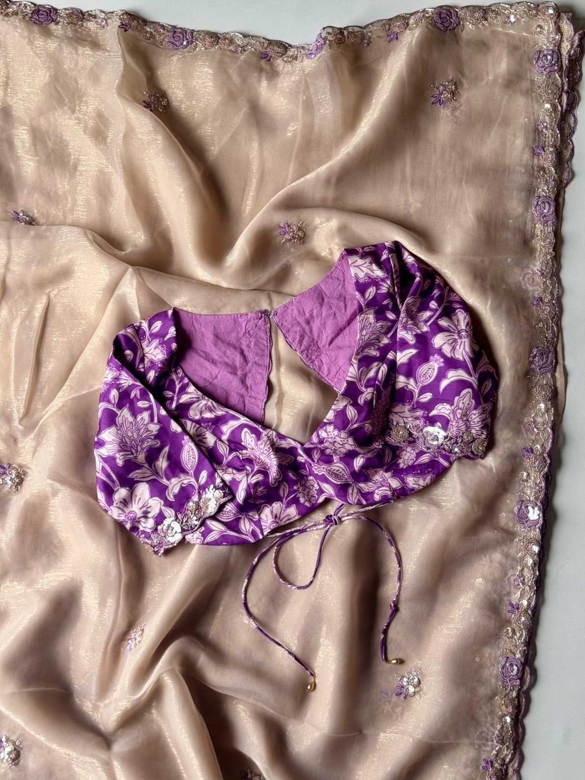 Tissue Silk Coding Work Saree