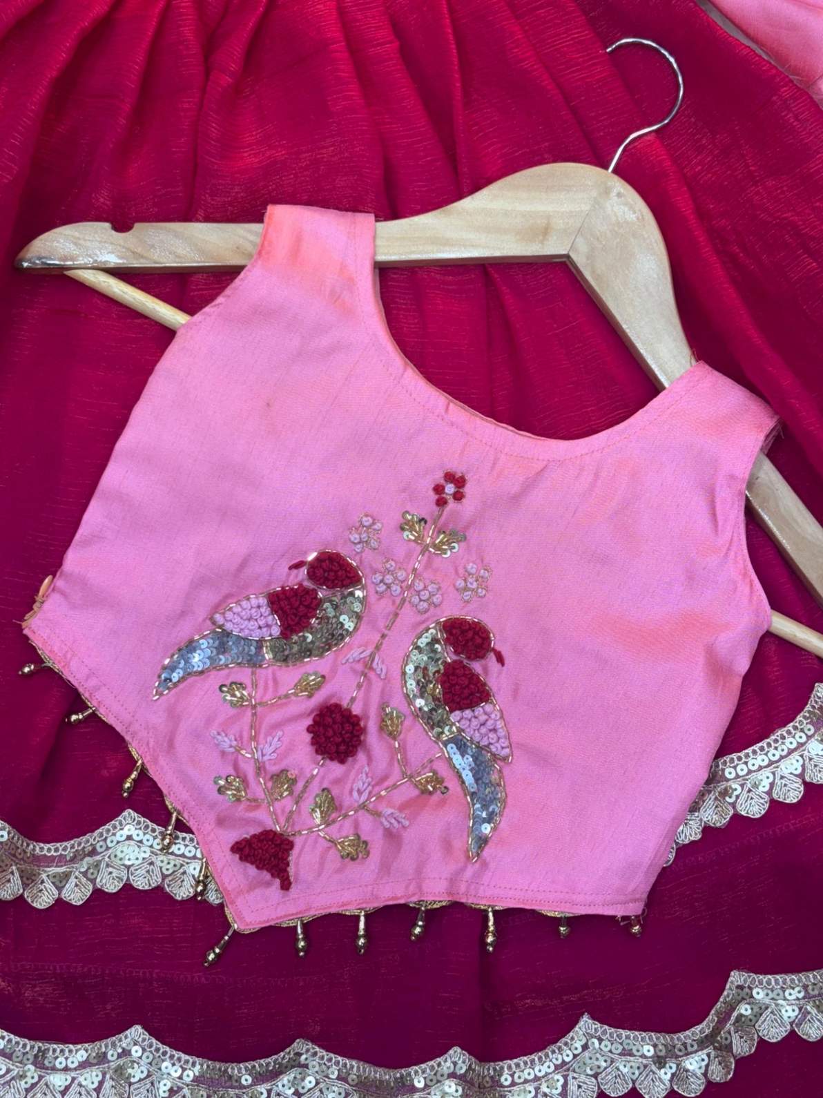 Kid's Shiny Threadwork Lehenga