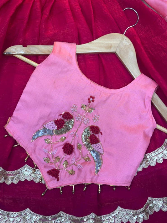 Kid's Shiny Threadwork Lehenga