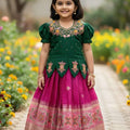 Kids soft Banarasi silk lehenga – 6 months to 15 years – Arhas Couture