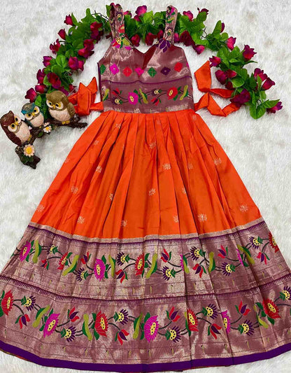 Kid's Soft Silk Paithani Gowns
