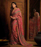 Ajrakh Print Chinnon Silk Saree