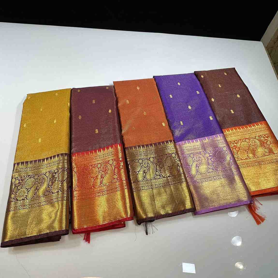 Semi Gadwal silk family outfits by Arhas Couture