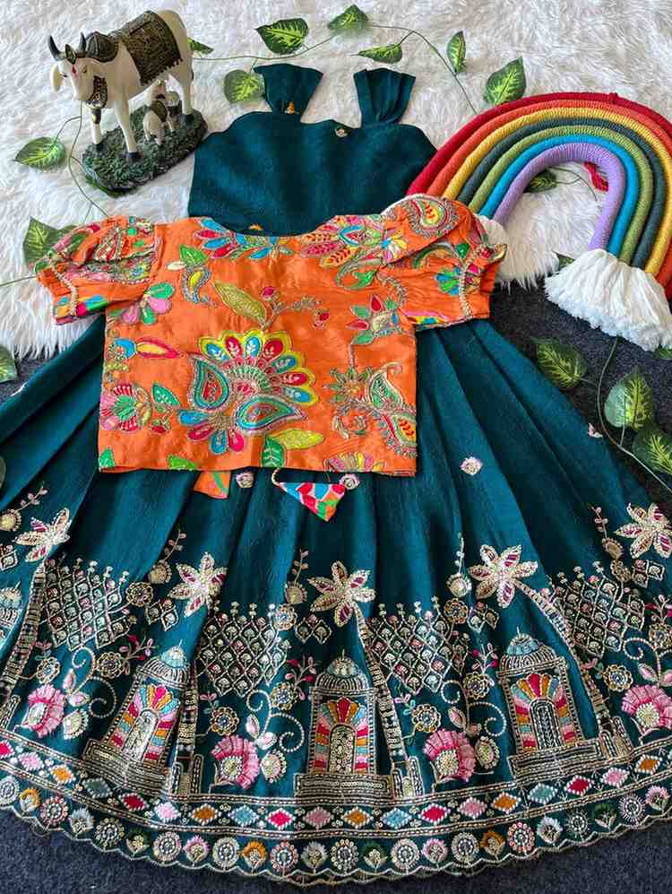 Kids Rangoli lehenga – lavender – Arhas Couture