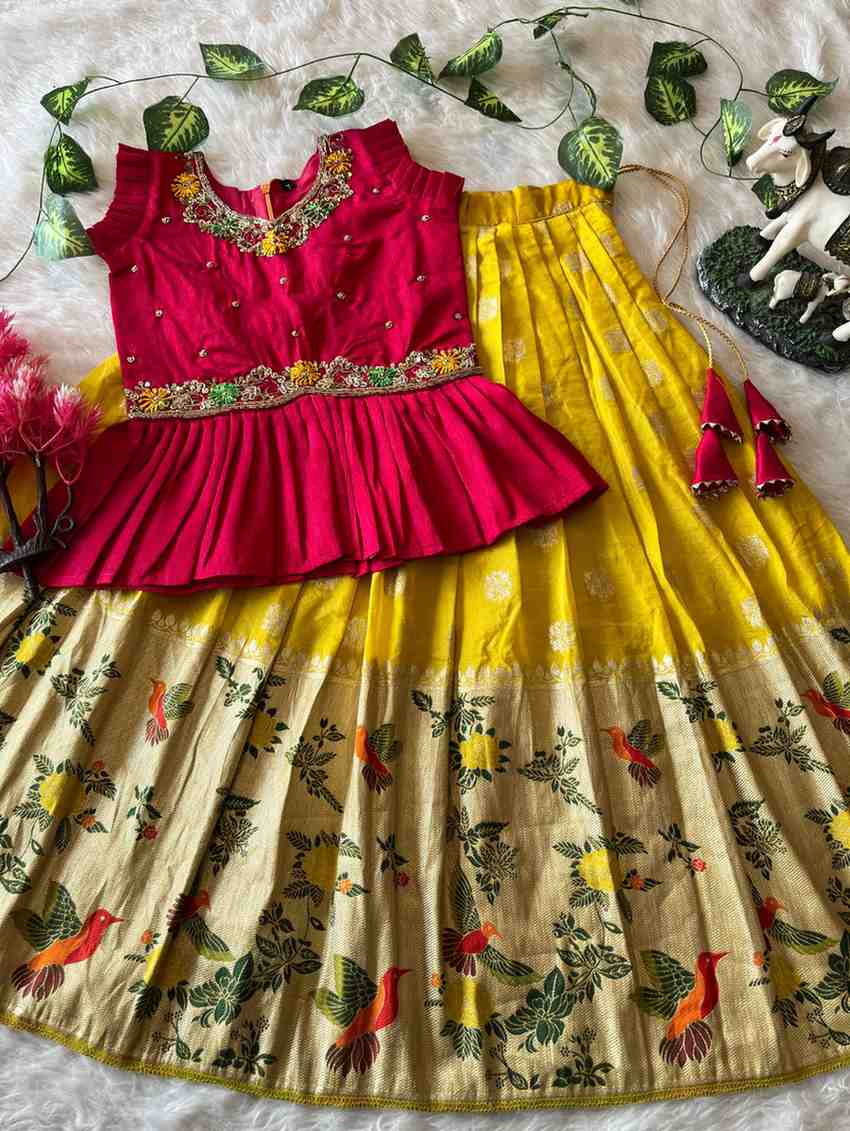 Kids Khadi georgette lehengas by Arhas Couture