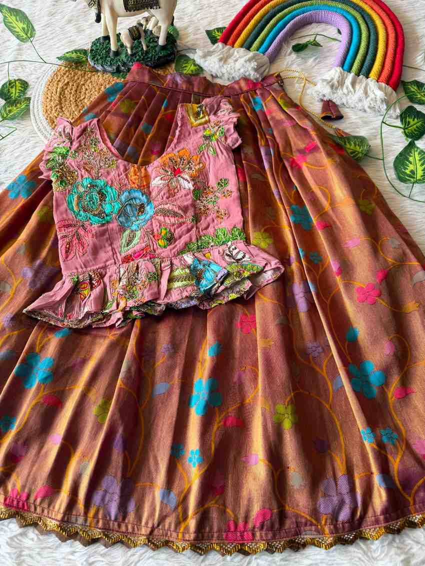 Kid's Viscose Tissue Silk Lehenga