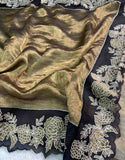 Fancy Banarasi Kora tissue saree with applique work – Arhas Couture