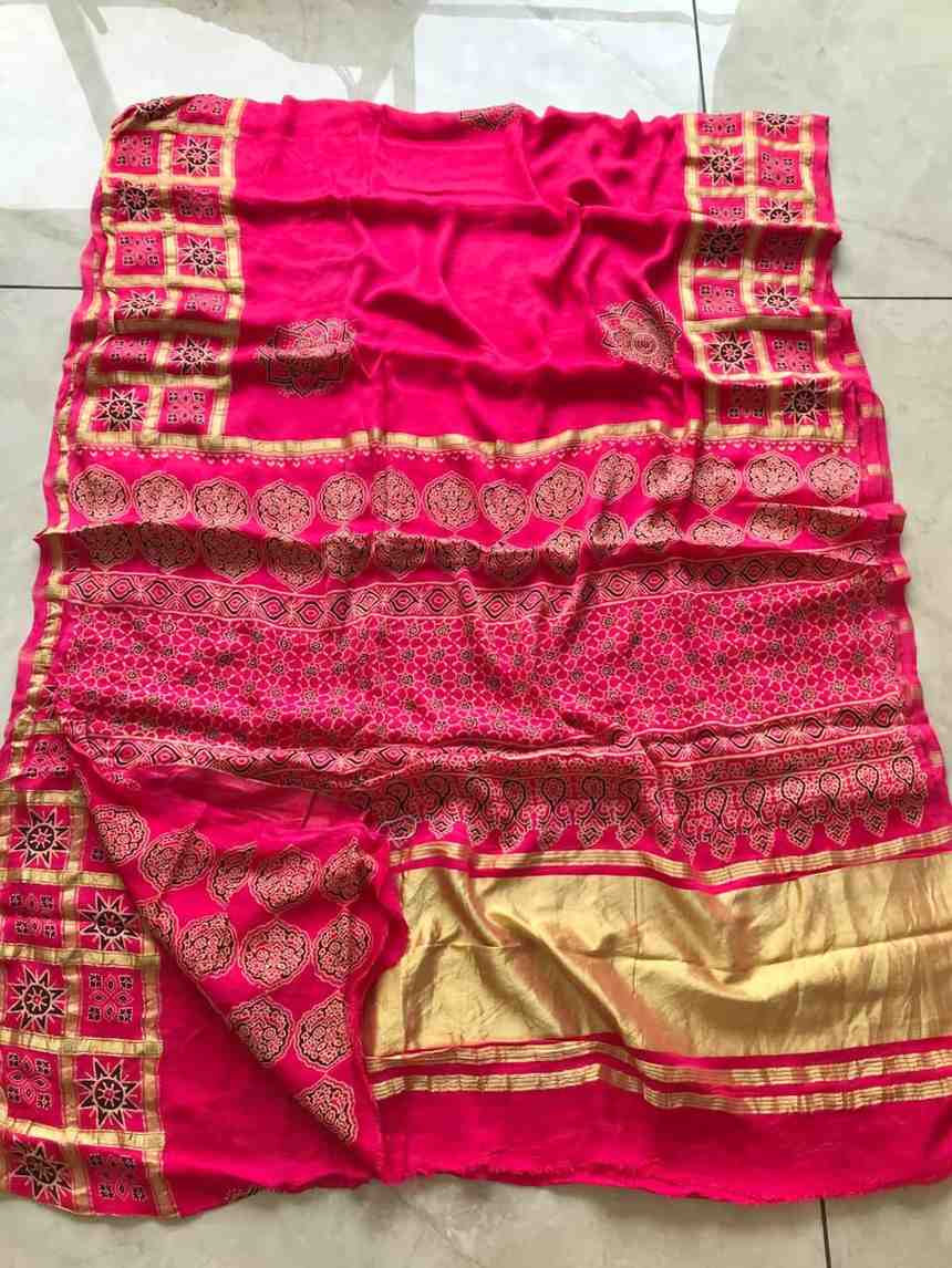 Fancy Ajrakh Modal saree – colour 2 – Arhas Couture