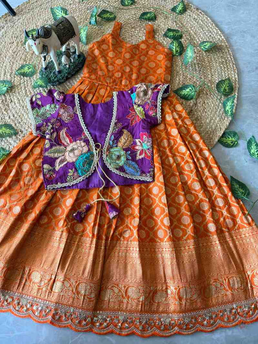 Kids Dola silk gown – purple – Arhas Couture
