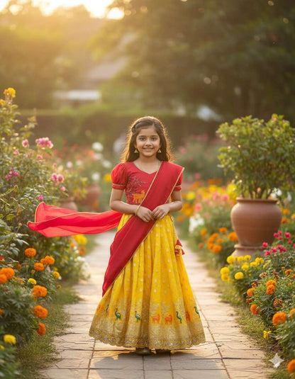 Kid's Chinnon Silk Lehengas
