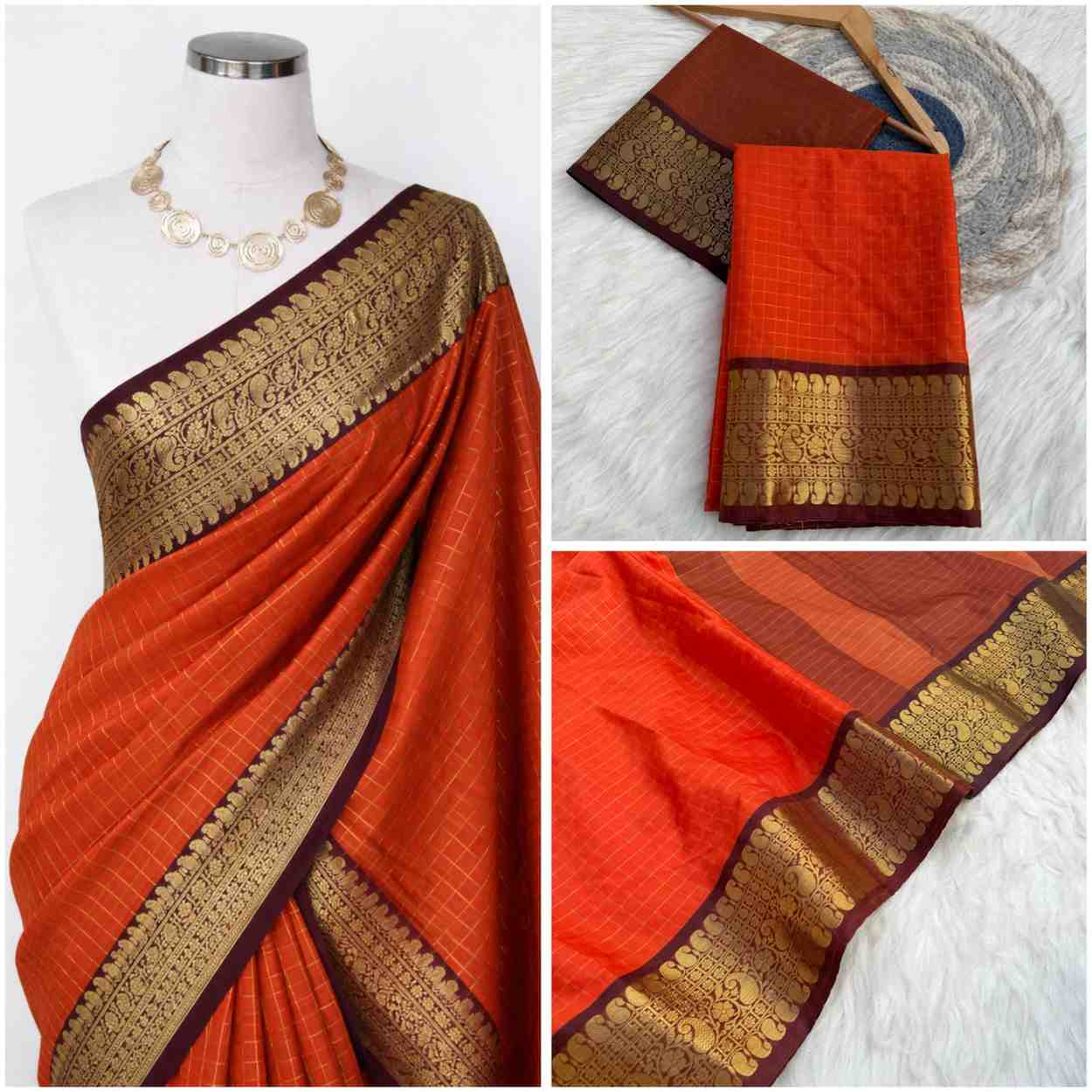 Fancy Banarasi katan Kota check saree – Arhas Couture