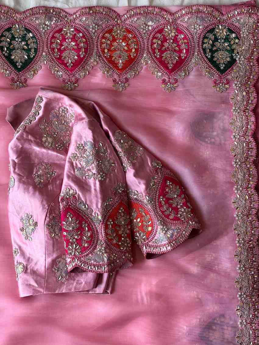 Fancy tissue aplique saree – colour 3 – Arhas Couture