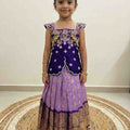 Kids raw silk lehenga with semi Gadwal zardosi maggam work – 6 months to 15 years – Arhas Couture