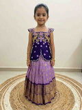 Kids raw silk lehenga with semi Gadwal zardosi maggam work – 6 months to 15 years – Arhas Couture