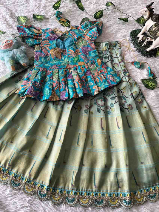 Kid's Tissue Silk Lehengas