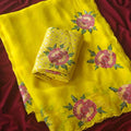 Fancy floral embroidery organza saree with cutwork border – Arhas Couture