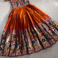 Kids Paithani gown – orange – Arhas Couture