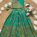 Kids Banarasi Paithani lehenga – green – Arhas Couture
