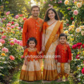 Semi Kanchi tissue family outfit – girls, boys, men and Mom – Arhas Couture