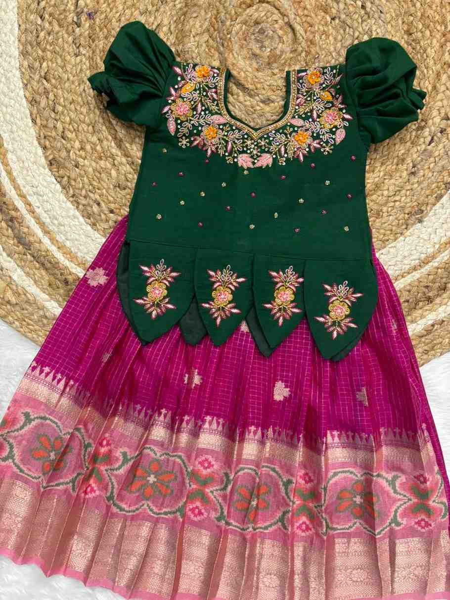 Kids soft Banarasi silk lehengas by Arhas Couture