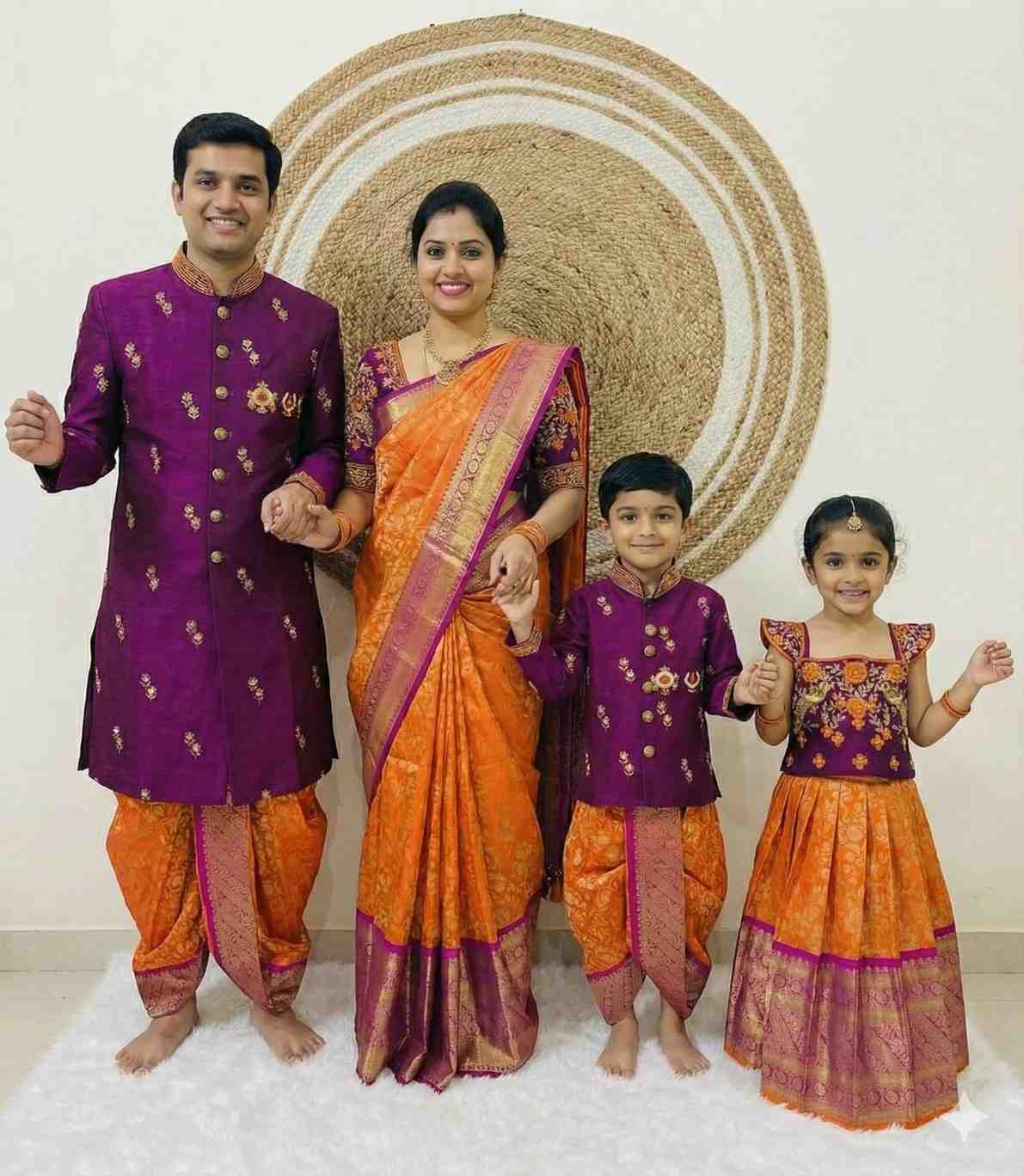 Semi Kanchi Banarasi Family Outfit