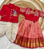 Semi Gadwal silk family outfit – 10 colours – full family – Arhas Couture