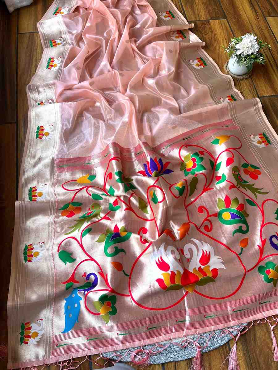 Fancy organza Paithani saree – colour 6 – Arhas Couture