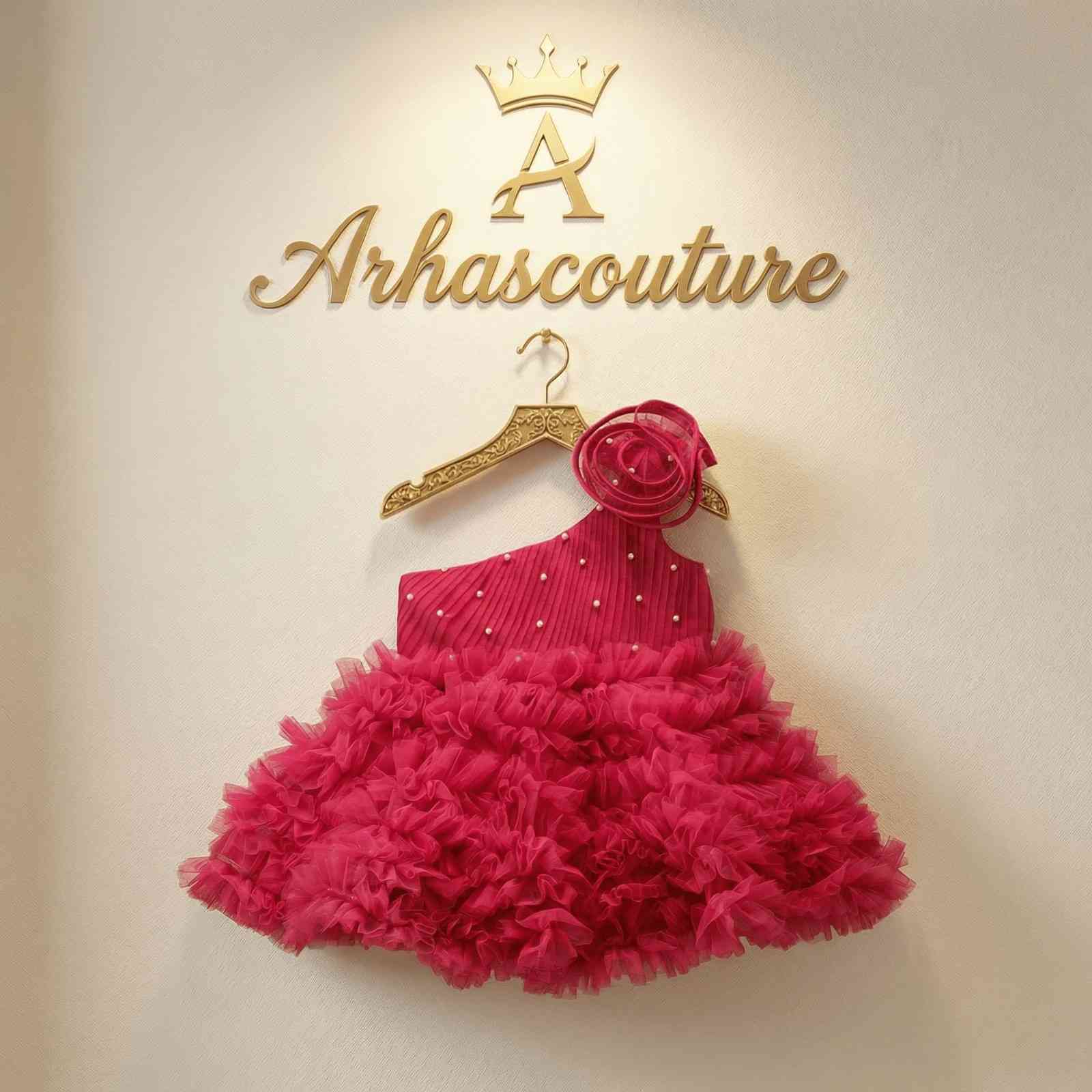 Little Queen ruffle gown – red – Arhas Couture