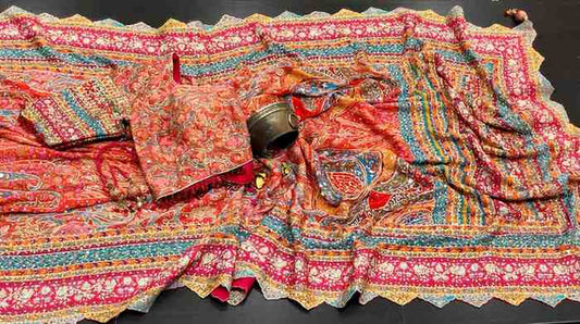 Ajrakh Print Chinnon Silk Saree