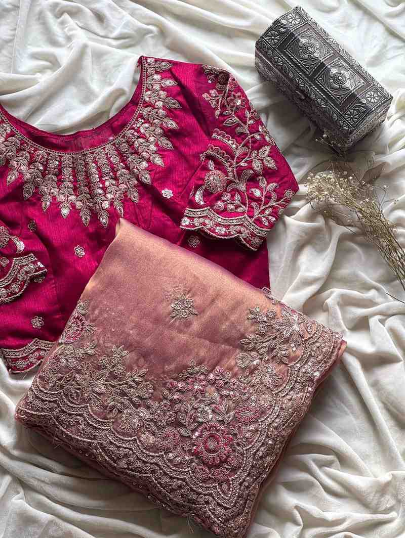 Fancy tissue sequence saree – colour 1 – Arhas Couture