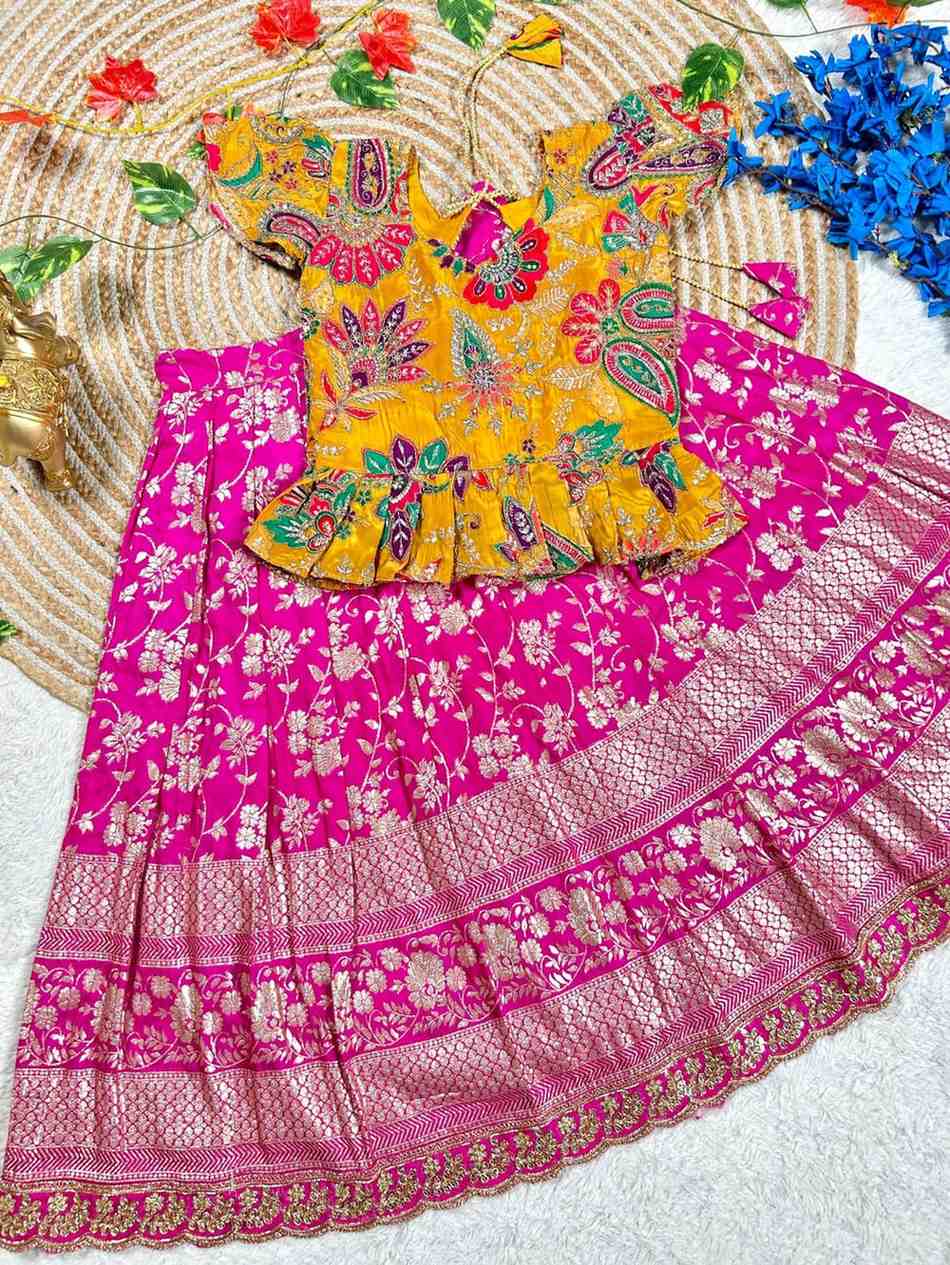 Kid's Natural Crepe Silk Lehenga