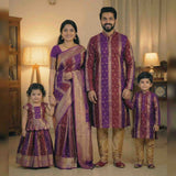 Semi Kanchi tissue family outfit – boys, girls and men – Arhas Couture