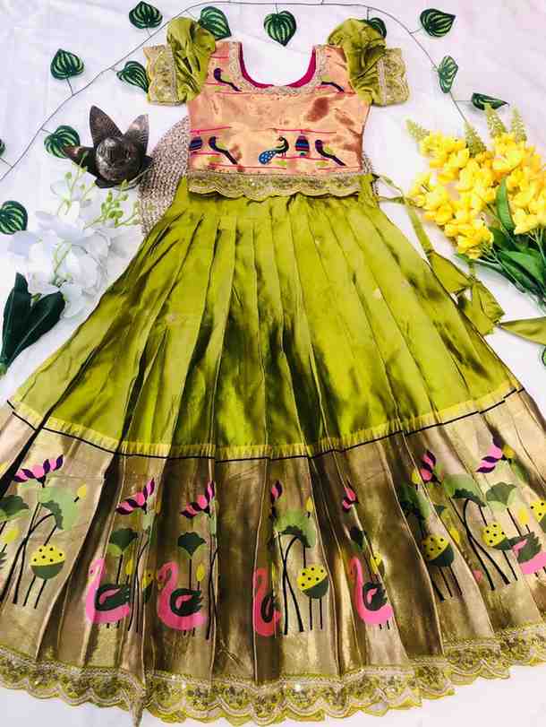 Kid's Paithani Silk Lehenga
