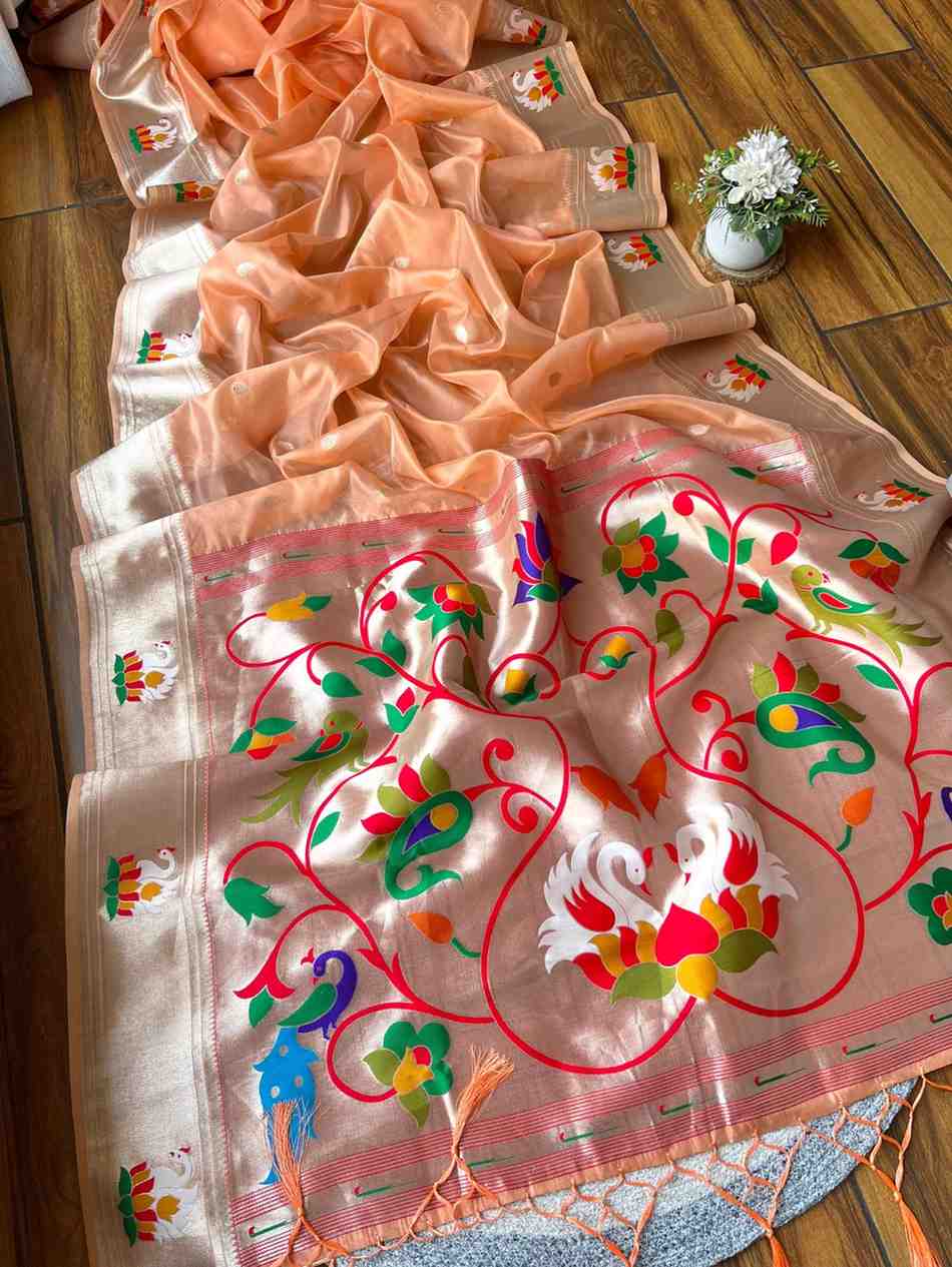 Fancy organza Paithani saree – colour 5 – Arhas Couture