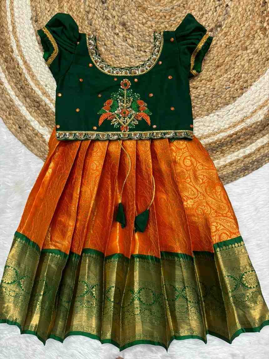 Semi Kanchi raw silk family outfit – colour 1 – Arhas Couture