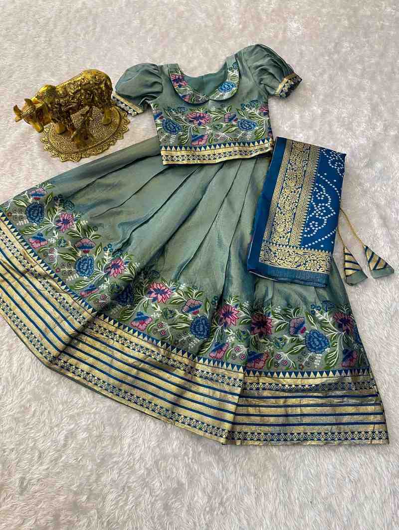 Kid's Tissue Paithani Silk Lehengas
