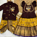Semi Kanchi maggam family outfits by Arhas Couture