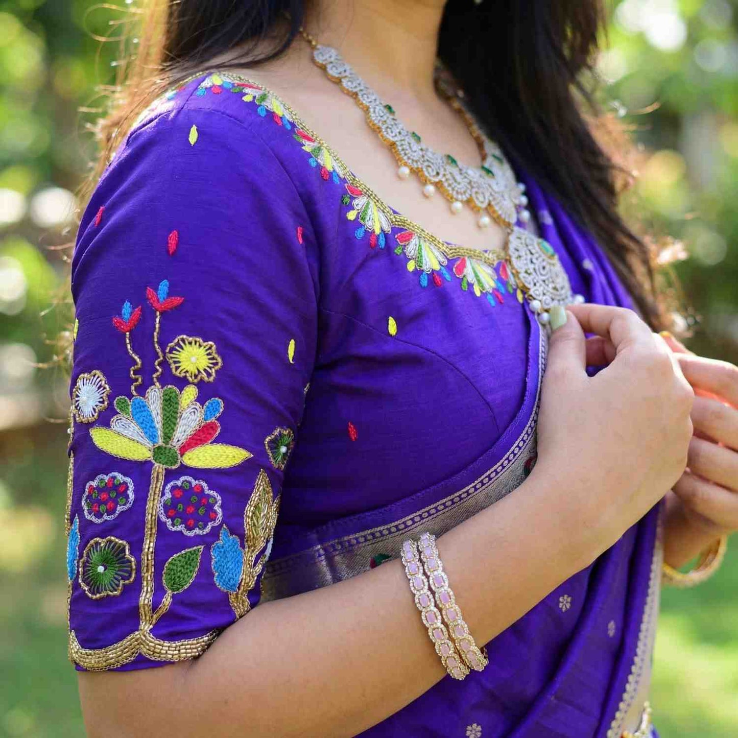 Maggam work family outfit – semi Kanchi lehenga – Arhas Couture