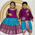Banarasi silk family outfit – boys, girls and men – Arhas Couture