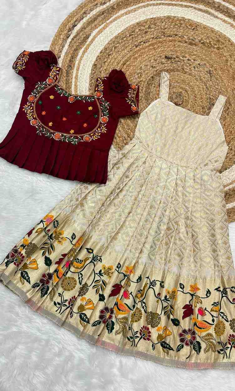 Kids soft Banarasi silk lehengas by Arhas Couture