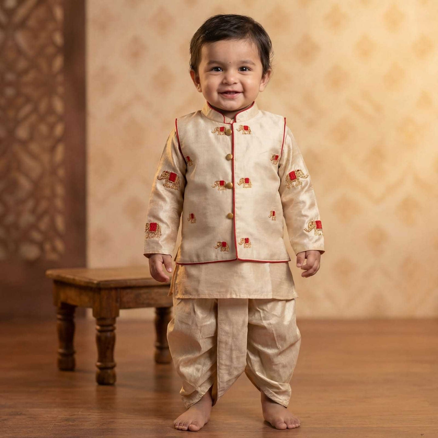 Raw silk family outfit – colour 1 – Arhas Couture